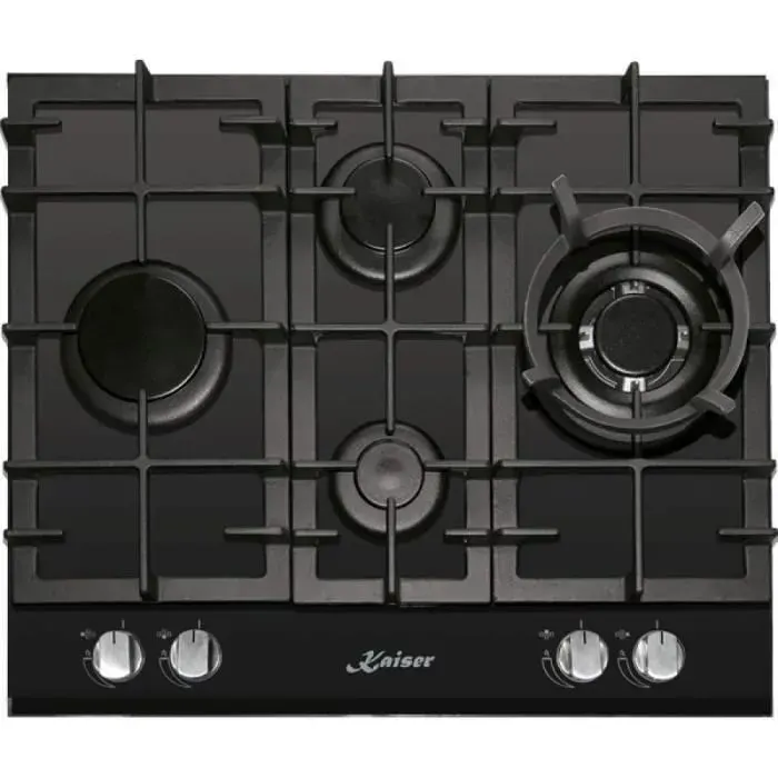 Plaque de cuisson au gaz - Kaiser - KCG 6394 Turbo - 60 cm - Verre noir - Brûleur Turbo