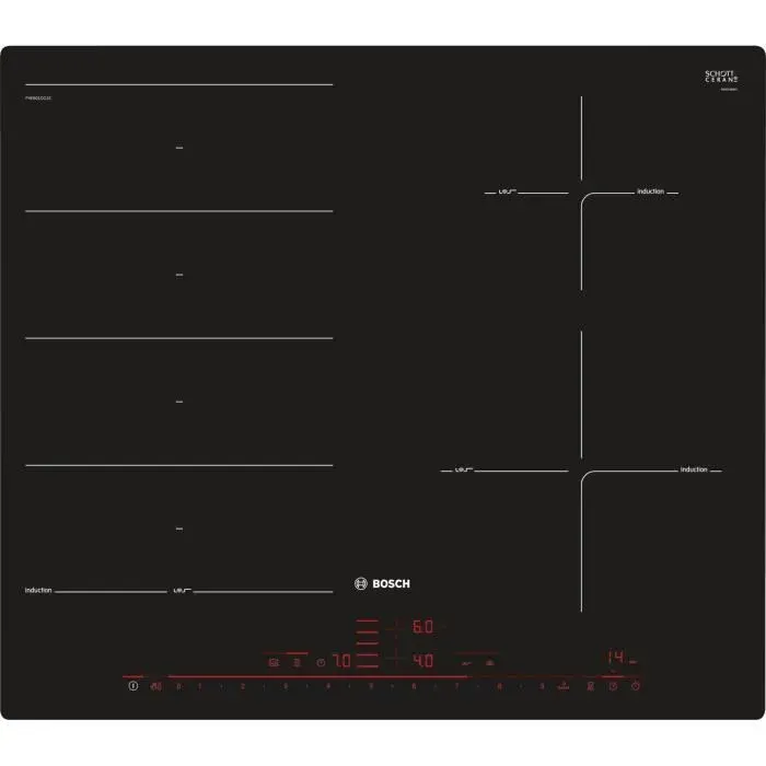Plaque de cuisson - BOSCH - PXE601DC1E - Intégré - Verre-céramique - Induction 7400 W