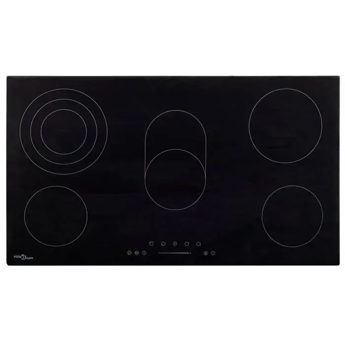 Plaque de cuisson céramique - vidaXL - 5 brûleurs - Contrôle tactile - 8500 W - Noir - 77x52 cm — coloris Noire