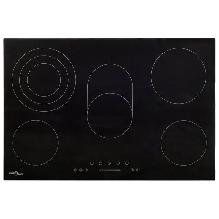 Plaque de cuisson céramique - vidaXL - 5 brûleurs - Contrôle tactile - 8500 W - Noir - 90x52 cm — coloris Noire