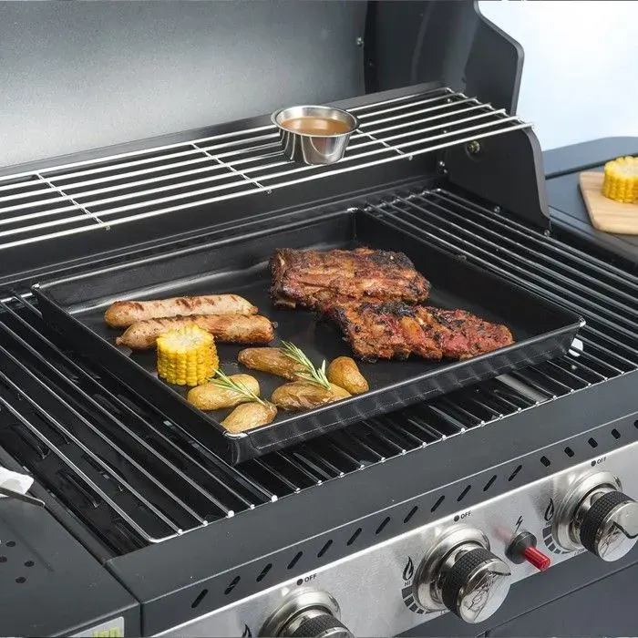 Plaque de cuisson - EINNENFFER - 3 Litres - Antiadhésive - Pour barbecue et four - Noir