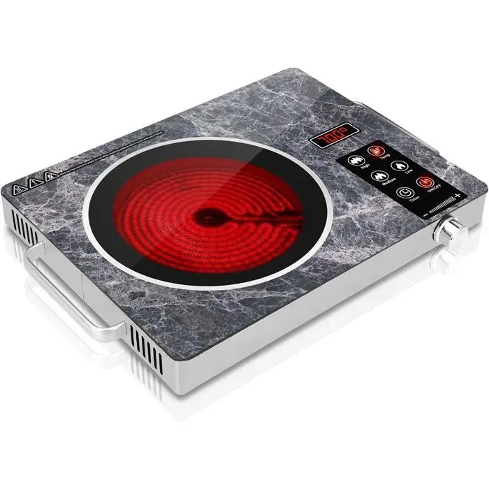 Plaque De Cuisson Électrique 1 Feu 3500W Plaque Vitrocéramique Portable À Infrarouge Avec Verre Marbré Plaque Électrique D[PE588]