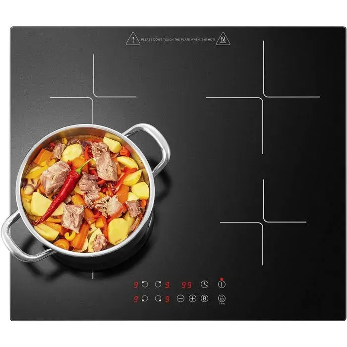 Plaque de Cuisson Électrique 4 Feux - 60cm Encastrable 6000W avec Fonction Boost