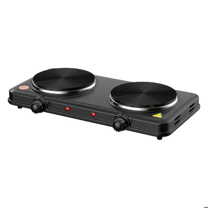 Plaque de Cuisson Électrique Double 2000W Double Cuisinière à 5 Vitesses Réglables pour la Maison Cuisinière et Camping