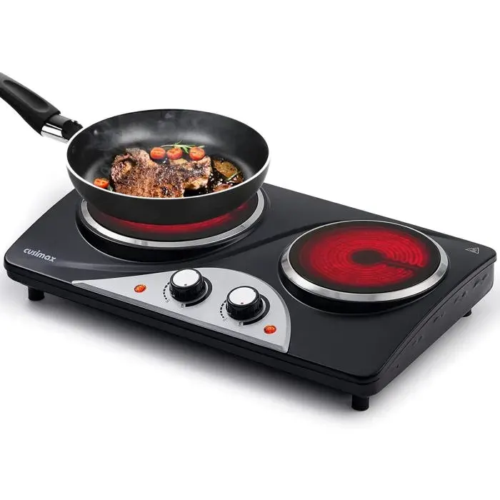 Plaque De Cuisson Électrique Double 2100W Avec Chaleur Infrarouge Idéale Pour La Cuisine Le Jardin Et Le Camping Plaque D[PE597]