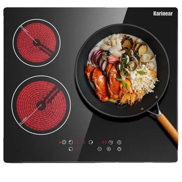 Plaque de Cuisson Électrique en Céramique 3 Brûleurs 5700 W Contrôle Tactile