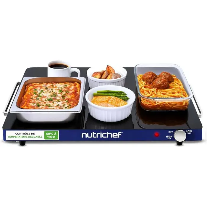 Plaque De Cuisson Électrique (Plaque Chauffante) – 54×42 Cm 60–110 °C Idéale Pour Fêtes Buffets & Grillades Bleu[PE659]