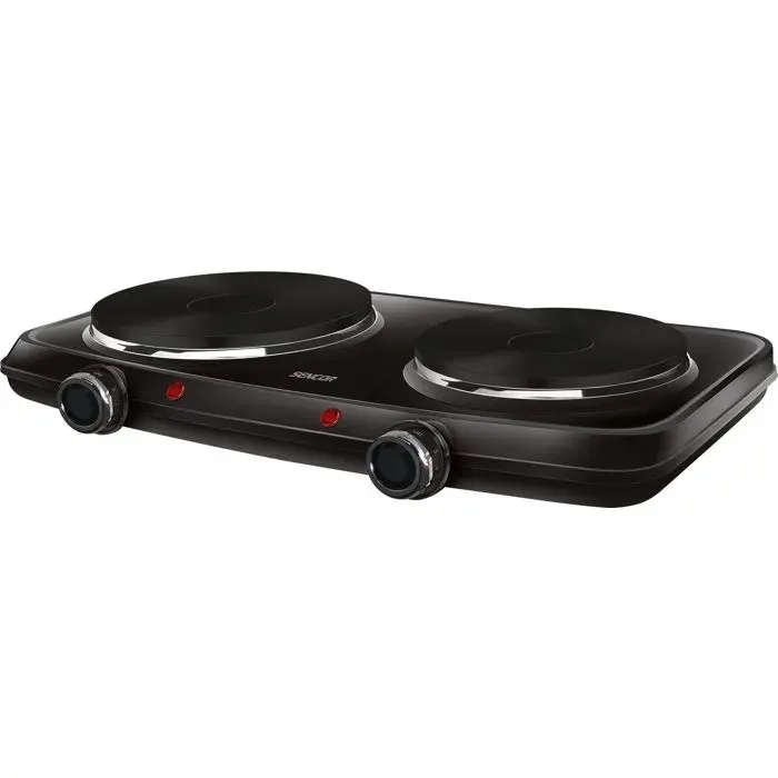 Plaque de cuisson électrique Sencor SCP 2254BK - 2 feux fonte - 2500 W - Thermostat réglable - Noir