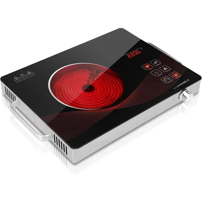 Plaque De Cuisson Électrique Simple 2200W Plaque Vitrocéramique Infrarouge Portable Réchaud Électrique De Comptoir Plaque[PE589]