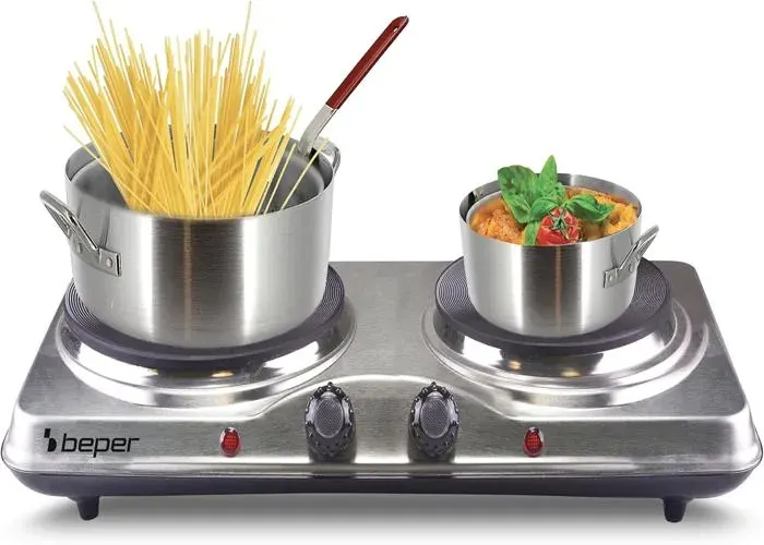 Plaque de cuisson électrique - SPIELSTABIL - 90.825 - 2 feux - 1000 W - Argent