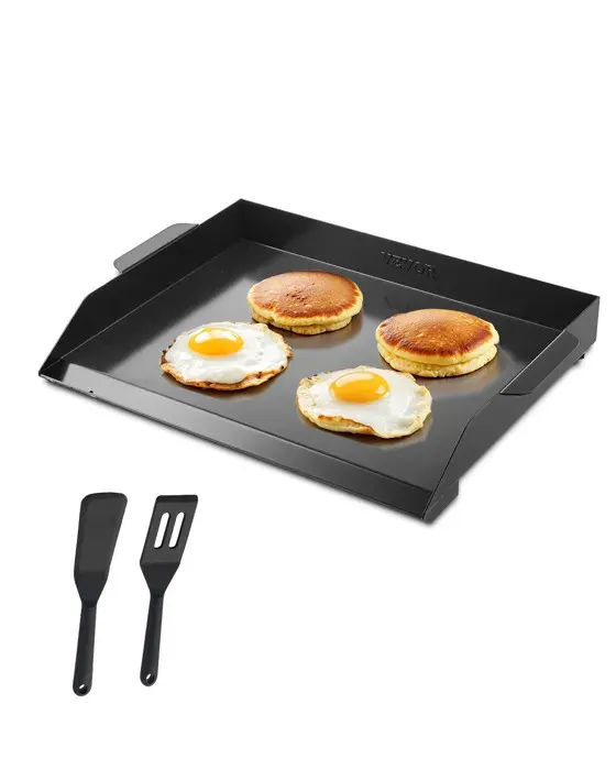 Plaque de Cuisson en Acier au Carbone-VEVOR-Rectangulaire à Dessus Plat-502 x 370 mm-Portable — coloris Noir
