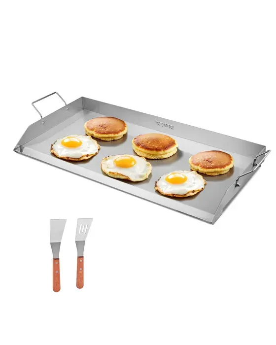 Plaque de cuisson en acier inoxydable - VEVOR - HH-SP004 - 809 x 370 mm - Portable avec poignée - Résiste jusquà 260°C — coloris Gris