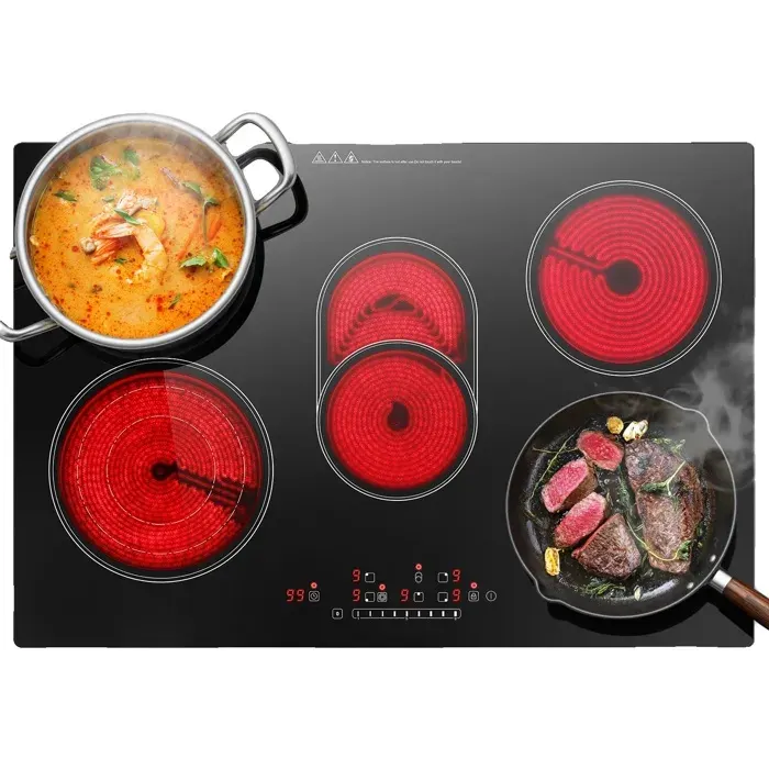 Plaque de cuisson en céramique 5 zones de chauffage panneau de contrôle tactile UE