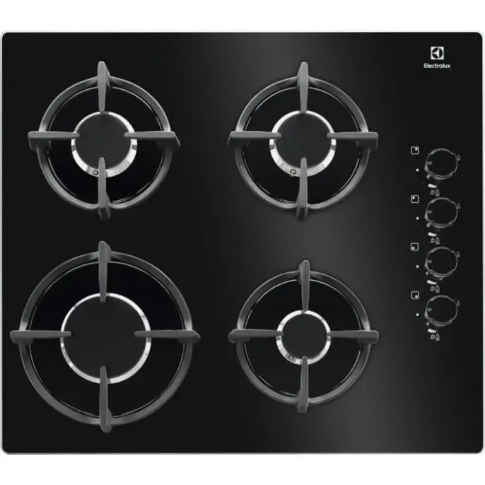Plaque de cuisson encastrable Electrolux KGG6407K Gaz 4 zones de cuisson Allumage électrique Dispositif de sécurité Grilles en