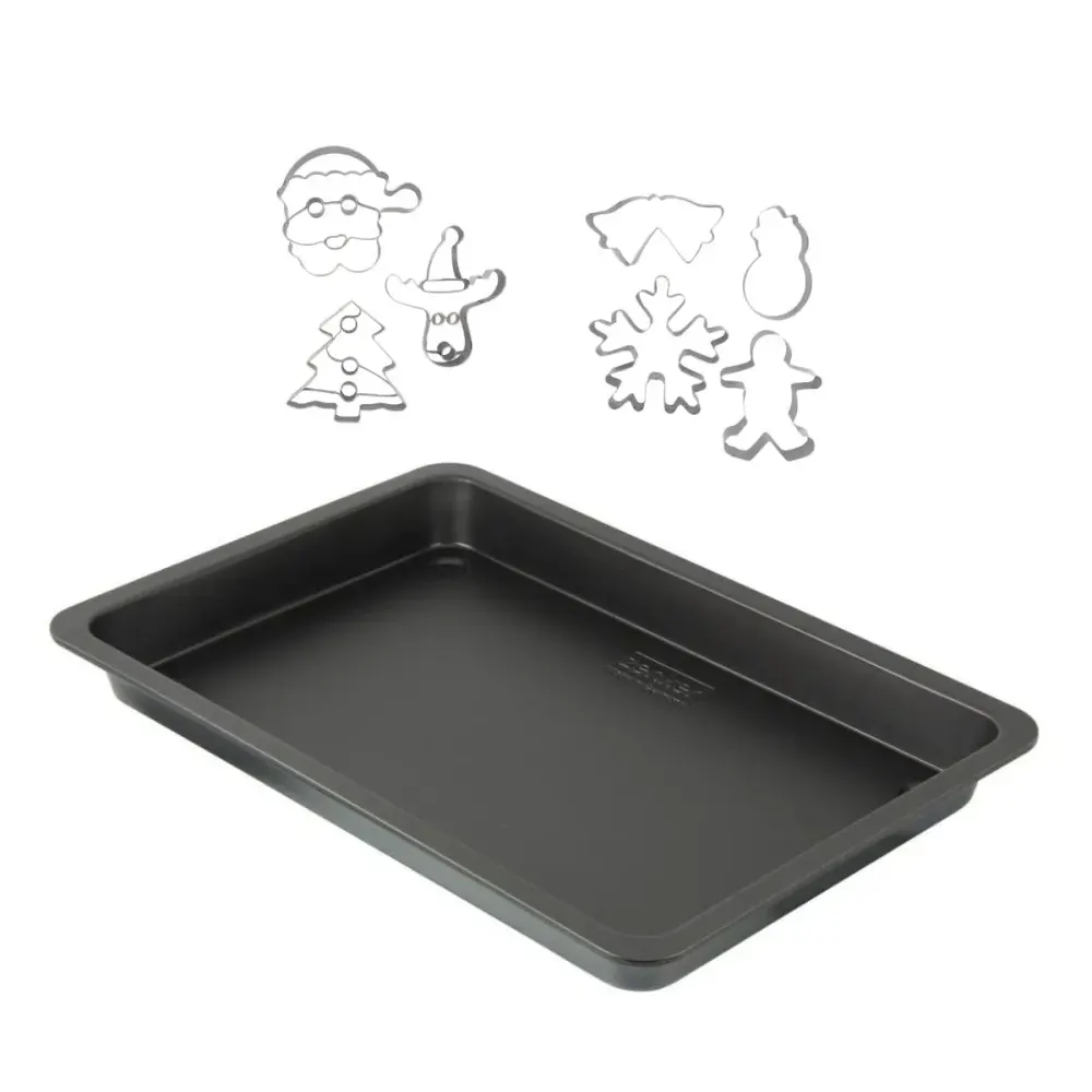 Plaque de cuisson et 7 emporte-pièces de Noël inox - ZENKER - 42 x 29 cm