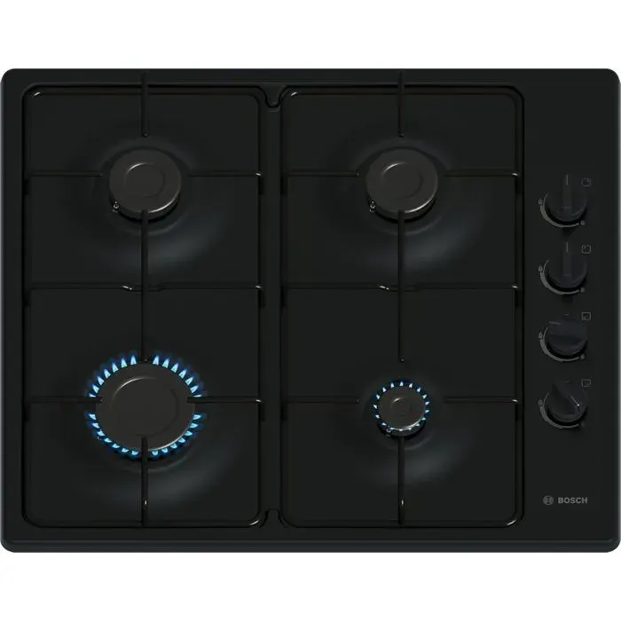 Plaque de cuisson gaz - BOSCH - PBP6B6K80 - 4 feux - 60 cm - Émail noir