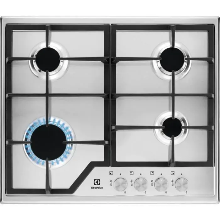 Plaque de cuisson gaz Electrolux EGS6426SX - Gris - Avant - Acier inoxydable