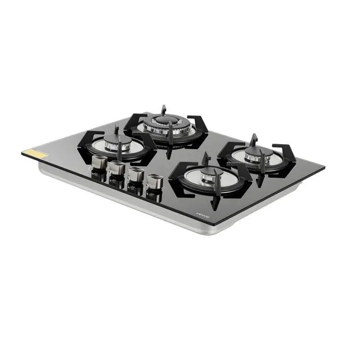 Plaque de cuisson gaz encastrable 60 cm 4 foyers verre trempé GPL/gaz naturel sécurité thermocouple