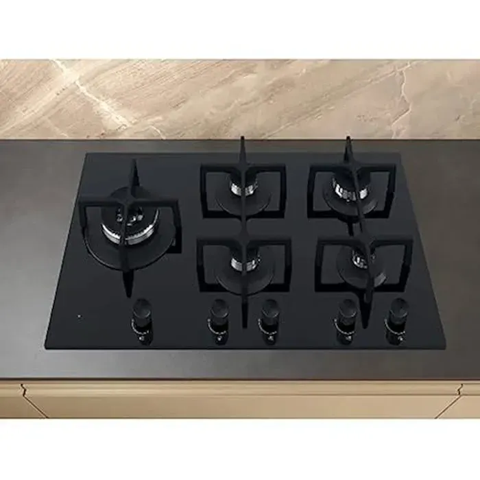 Plaque de cuisson gaz noire en verre - WHIRLPOOL GOA 9523/NB1 - 4 brûleurs - Largeur 860 mm
