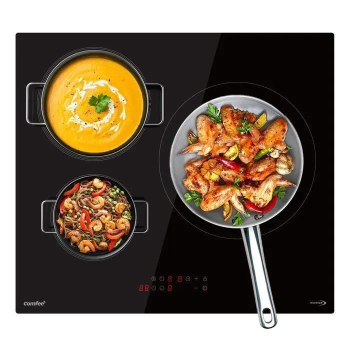 Plaque de cuisson induction 3 foyers - 3 boosters - 7200W - L59 x P52 cm COMFEE CIH721T278K0 - Noir