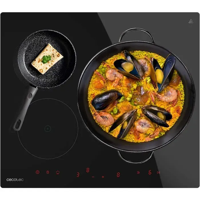 Plaque de cuisson induction - CACTOSE - Bolero Squad I 3600 - 3 zones (32 cm) - 6200W - Verre noir trempé