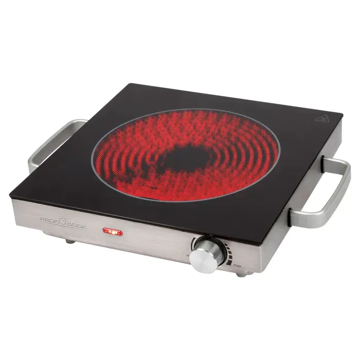 Plaque de Cuisson Infrarouge Individuel Portable tous les types dCasseroles Proficook EKP 1210 2000W Noir/Argent