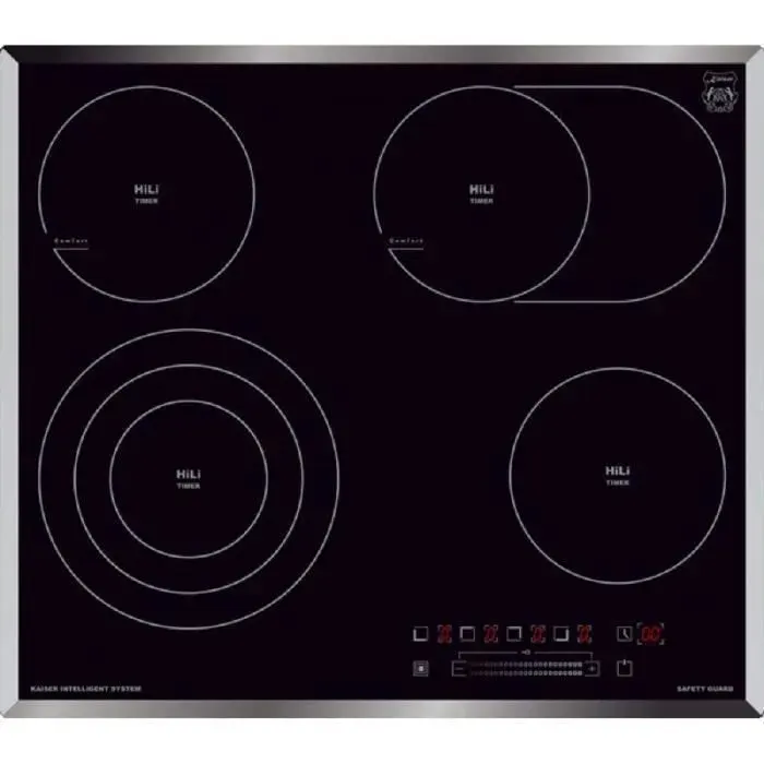 Plaque de cuisson - KAISER - KCT 6715 F - Verre noir - 4 zones QuickHeat - Vitrocéramique