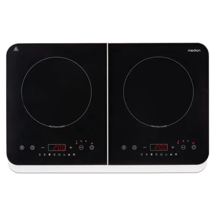 Plaque de cuisson posable - MEDION MD18493- Induction - 2 Foyers - 3500W - Blanc/Noir