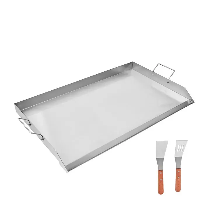 Plaque de Cuisson Rectangulaire - DUOKU - 910 x 525 mm - Acier Inoxydable - Portable à Gaz - Poignées