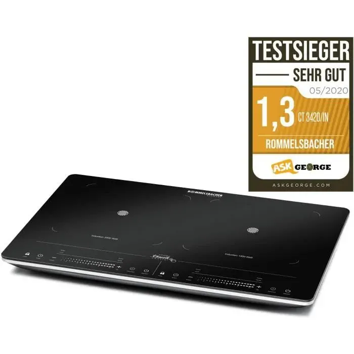 Plaque de cuisson - Rommelsbacher - CT 2020/IN - Induction 3400 Watt - Noir/Argent - Métal