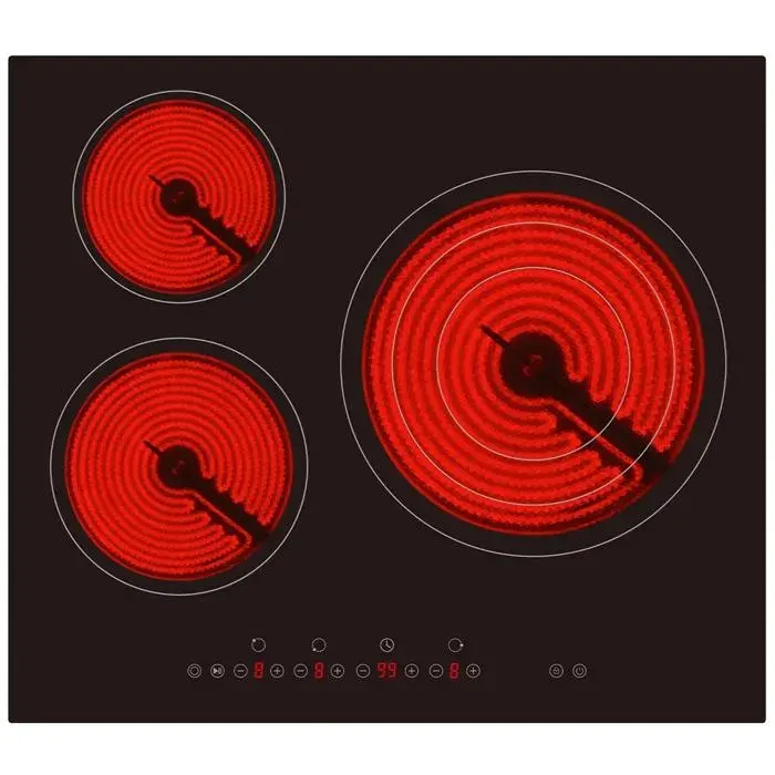 Plaque de cuisson vitrocéramique encastrable ARIELLI ACH-593T tactile sécurité enfant 3 zones de cuisson 5700 W noire
