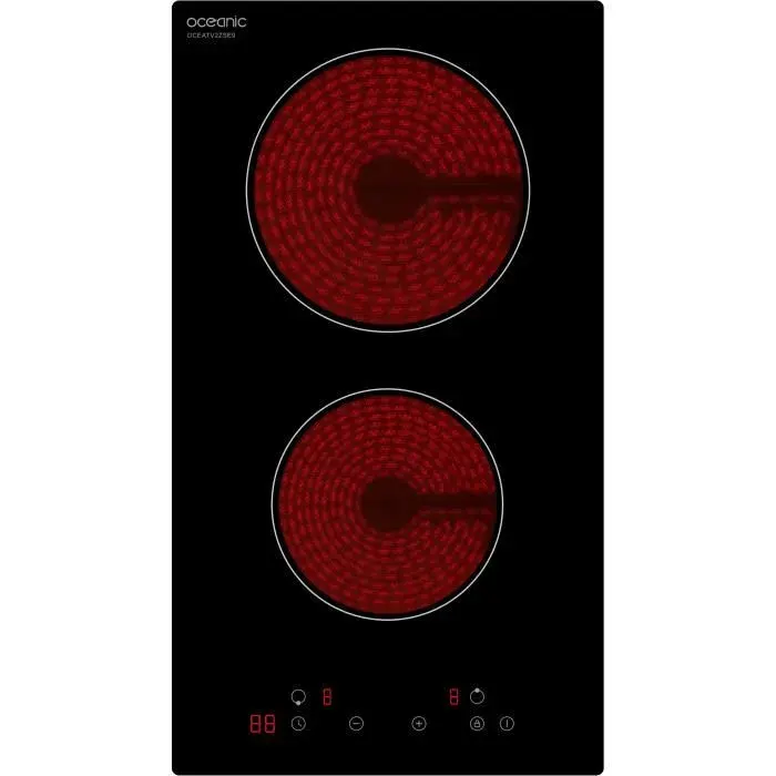 Plaque de cuisson vitrocéramique OCEANIC - 2 foyers - 2900W - commandes sensitives