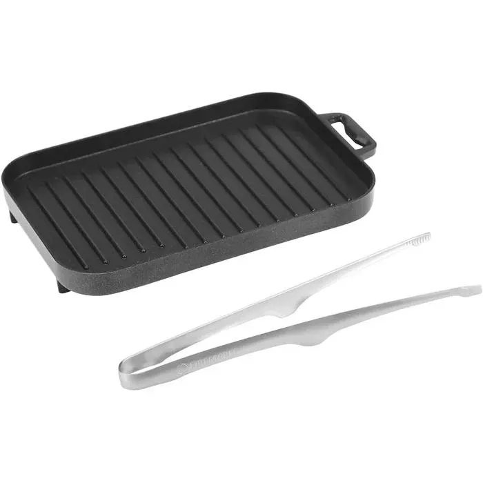 Plaque de Grill Ensemble Mini Gril Compact en Alliage d’Aluminium avec Pinces en Acier Inoxydable - Kit de Chauffage Portable