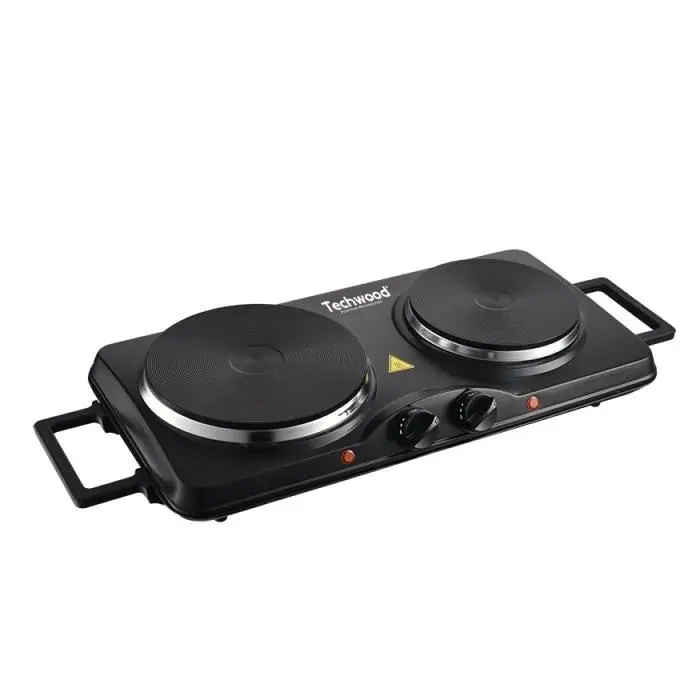 Plaque électrique 2 feux - TECHWOOD - 2 feux - 2500W - Noir - 185+155 mm