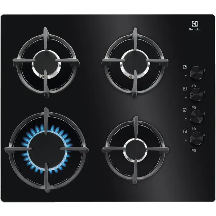 Plaque Gaz 4 foyers Gaz on Glass ELECTROLUX KGG6407K Noir