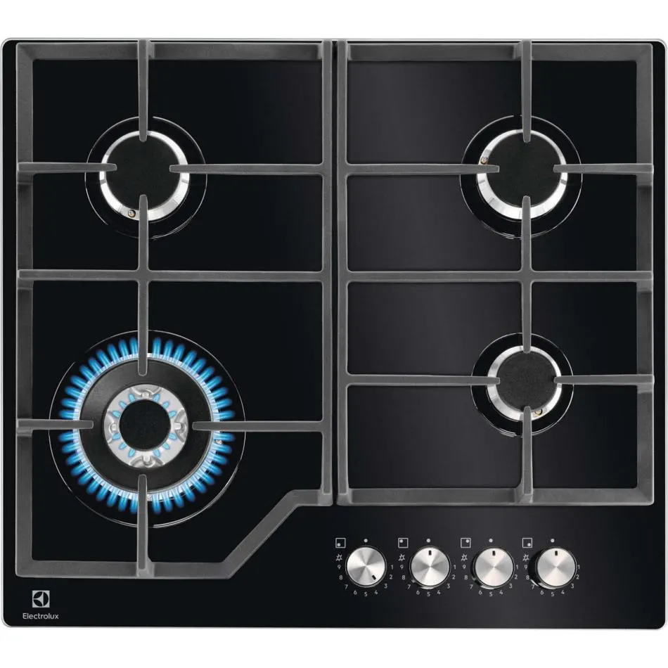 Plaque gaz dessus verre ELECTROLUX KGG64362K — coloris Noir