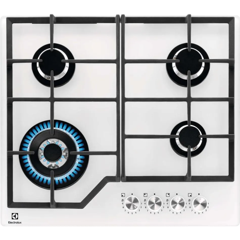 Plaque gaz dessus verre ELECTROLUX KGG64362W — coloris Blanc