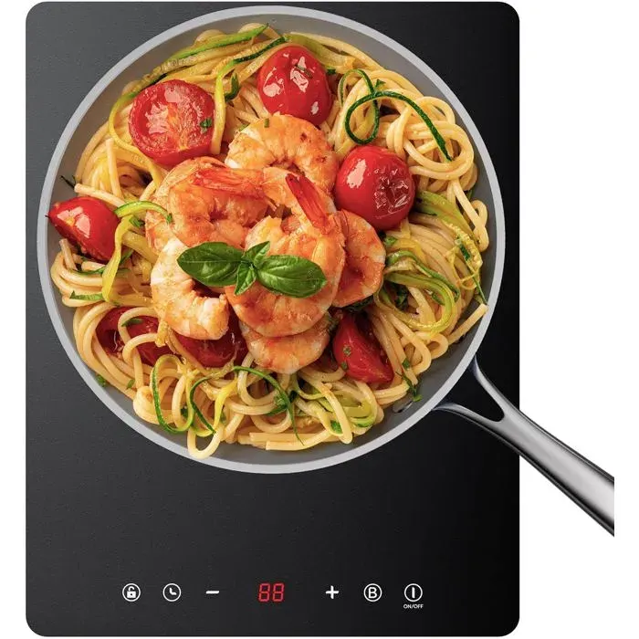 Plaque Induction 1 Feu Plaque Cuisson Portable 2000W 9 Niveaux De Puissance - Booster - Commande Tactile - Minuterie - Noir[PE52]