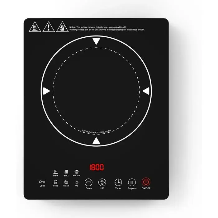 Plaque Induction 1 FeuPlaque Chauffante 6 Modes De CuissonPlaque Cuisson Electrique Portable Avec Commande Tactile Lcd10 Niveau