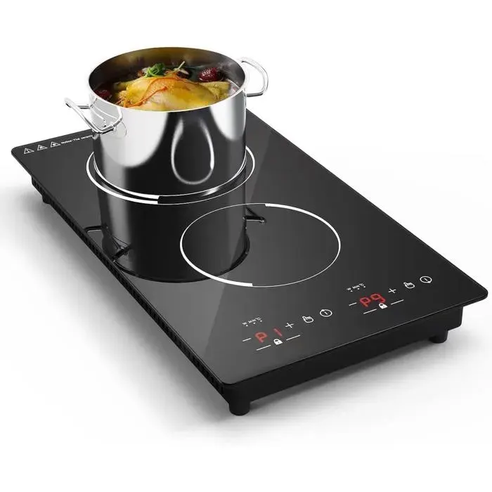 Plaque Induction 2 Feux 3000WDomino Plaque De Cuisson Électrique 30Cm Encastrable Et Pose LibreRéchaud Avec Minuterie Et Alerte