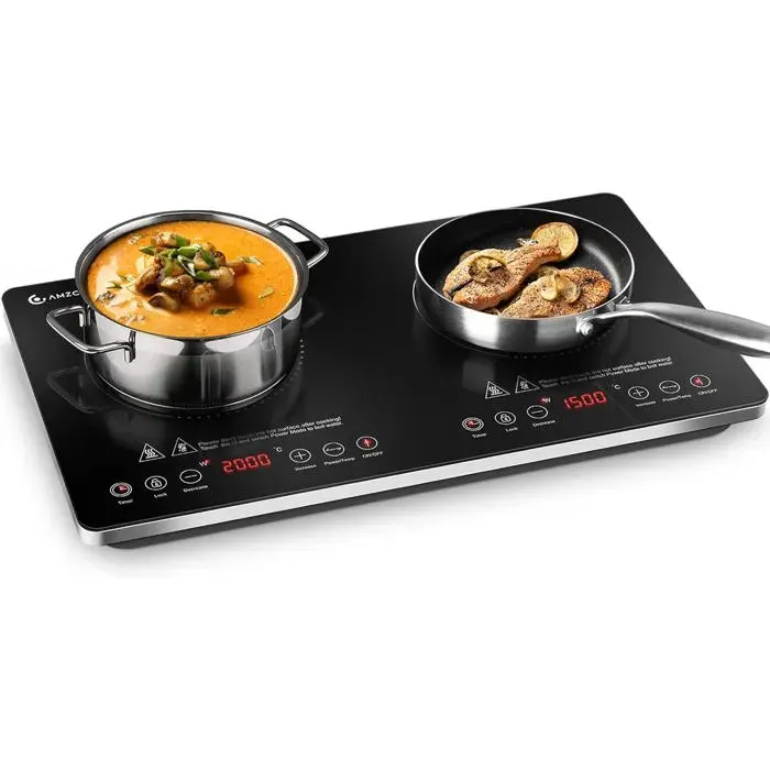 Plaque Induction 2 FeuxPlaque Induction Portable 2 Feux 3500W Avec Commandes Indépendantes20 Niveaux De TempératurePlusieurs Ré