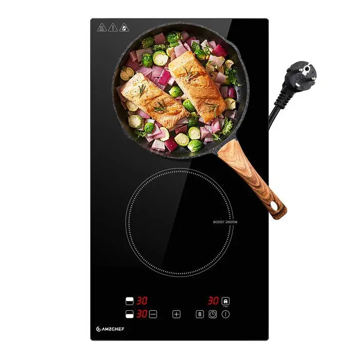 Plaque Induction 2 foyers AMZCHEF 3700W 9 niveaux cuisson rapide avec 2 boosters L52 x P29 cm