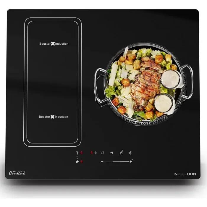 Plaque induction 3 feux - LEHRING - 60 cm - Contrôle tactile - Fonction Boost - Sécurité verrou - Minuterie électronique