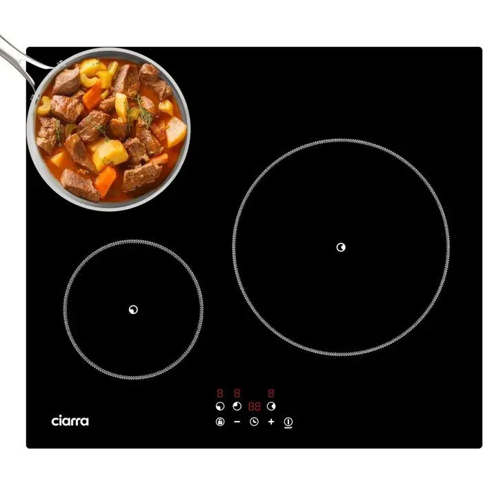Plaque Induction 3 Feux5600W Table De Cuisson9 Niveaux De PuissanceCommande TactileMinuteur De 99 MinVerre NoirCabbih3-F
