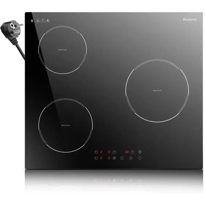 Plaque Induction 3 FeuxPlaque De Cuisson Induction 60 CmContrôle TactileFonction BoostMinuterieVerrouillage De SécuritéArrêt