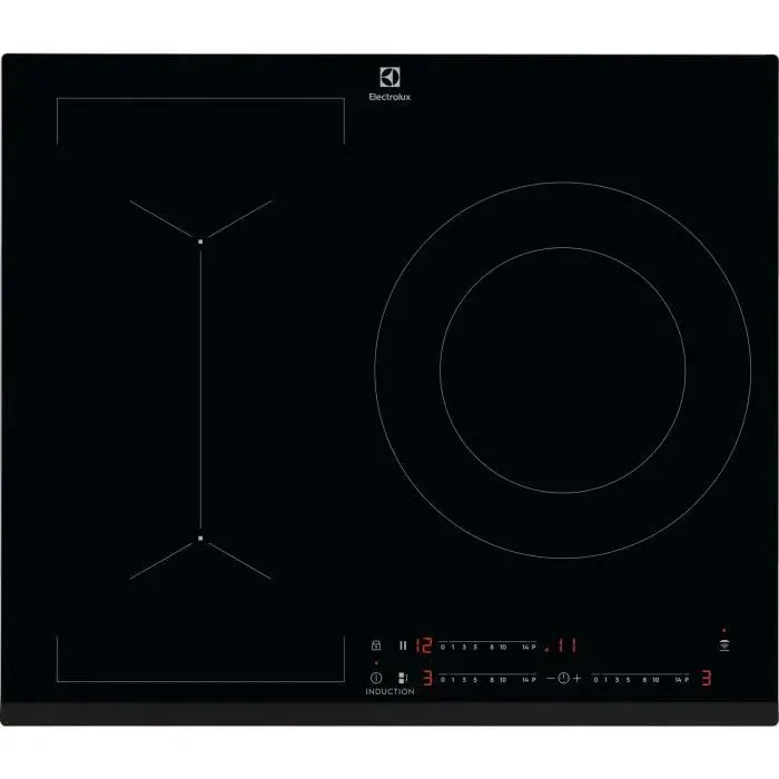 Plaque Induction 3 foyers Bridge ELECTROLUX LIV633 Noir