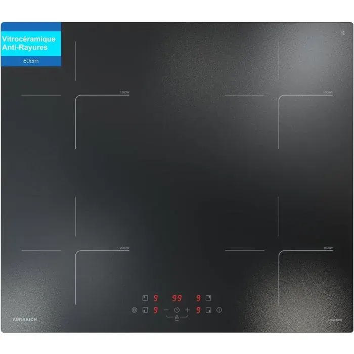 Plaque Induction 4 Feux-Plaque De Cuisson Electrique Encastrable 7000WVerre Anti-Rayures Avec Grattoir60CmMinuterie 1-99 Min2