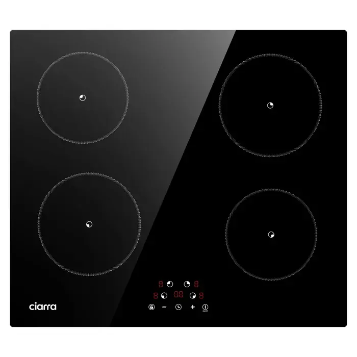 Plaque Induction 4 Foyers 6000W 4 Minuterie Table de Cuisson Encastrable 59cm Sécurité Enfant CD4BIH-F