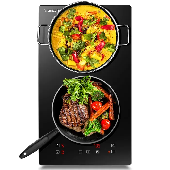 Plaque Induction AMZCHEF 2 Feux 3300W Plaque à Induction Électrique Encastrable Commande Tactile Sécurité Enfant
