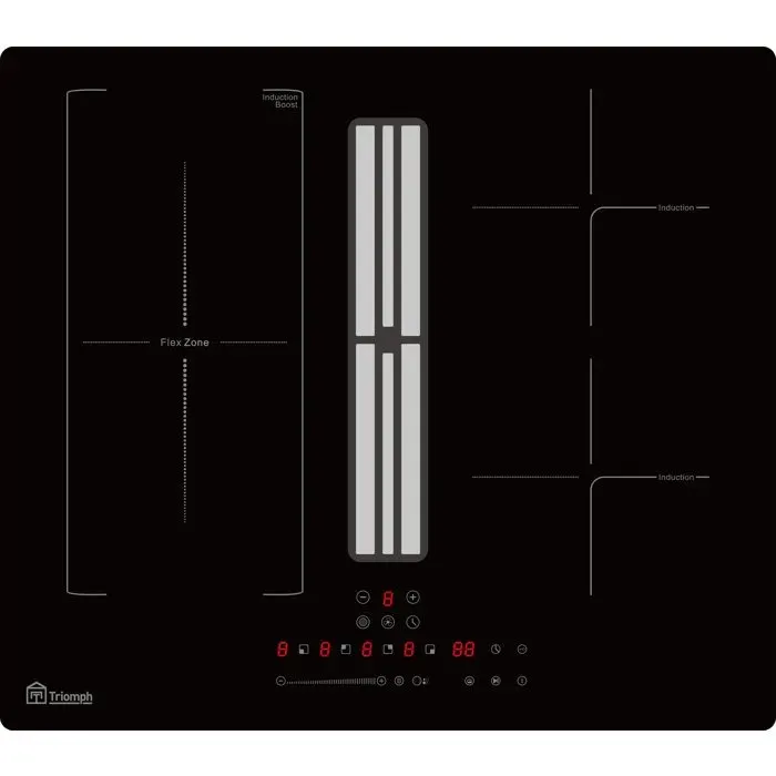 Plaque induction avec hotte intégrée - TRIOMPH - TRCPIDA6000B - 4 foyers - 60 cm - 7000 W